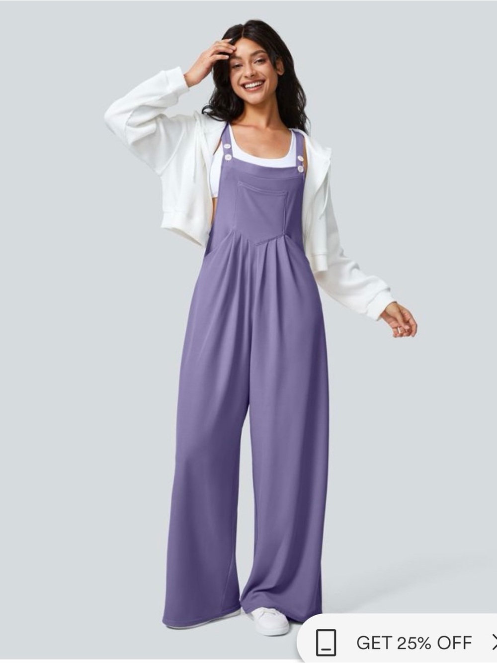 Halara Pockets Waffle Casual Overalls Mellow Purple Medium Petite Jumpsuit